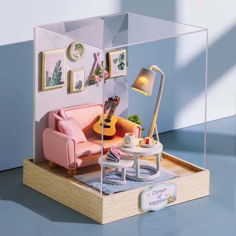 Mini maison de poupée Miniature, Kit de petite maison à monter soi-même, jouets de salle de fabricat