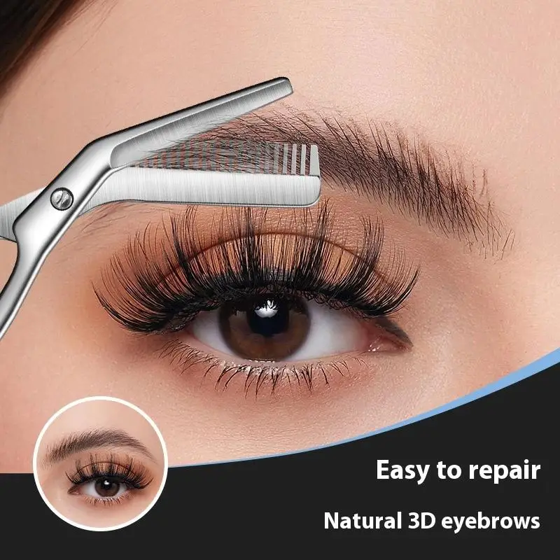 *1Pc Eyebrow Trimming Scissors With Combs Professional Eyebrow Trimmer Stainless Steel Grooming Eyebrow Shaping Scissors Tools