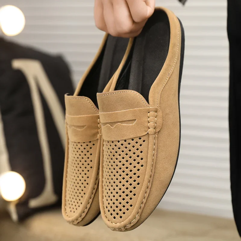 

Men Slippers Summer Breathable Men Thick Bottom Slides Fashion Walking Men's Shoes Chanclas Hombre Casual Moccasin Shoes Mules