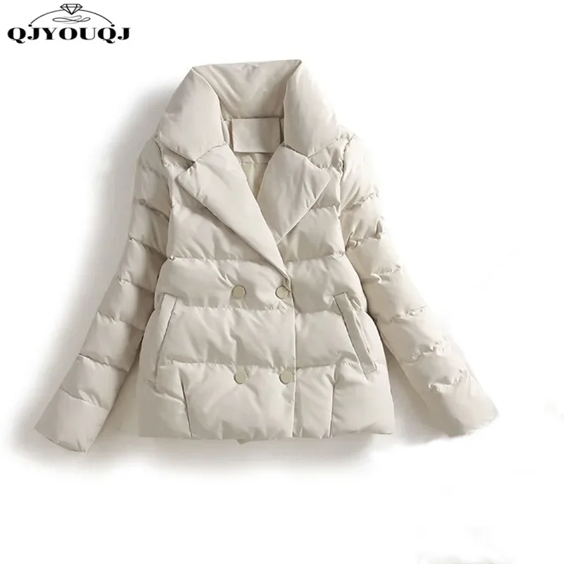 

Autumn and winter Korean version new suit collar slim fit down cotton jacket