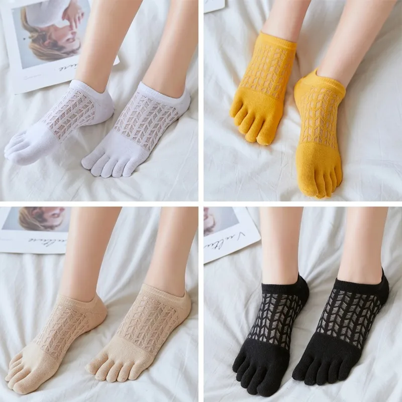 

Summer Five-finger Socks Ladies Cotton Thin Semi-invisible Boat Socks Mesh Hollow Breathable Toe Cotton Socks