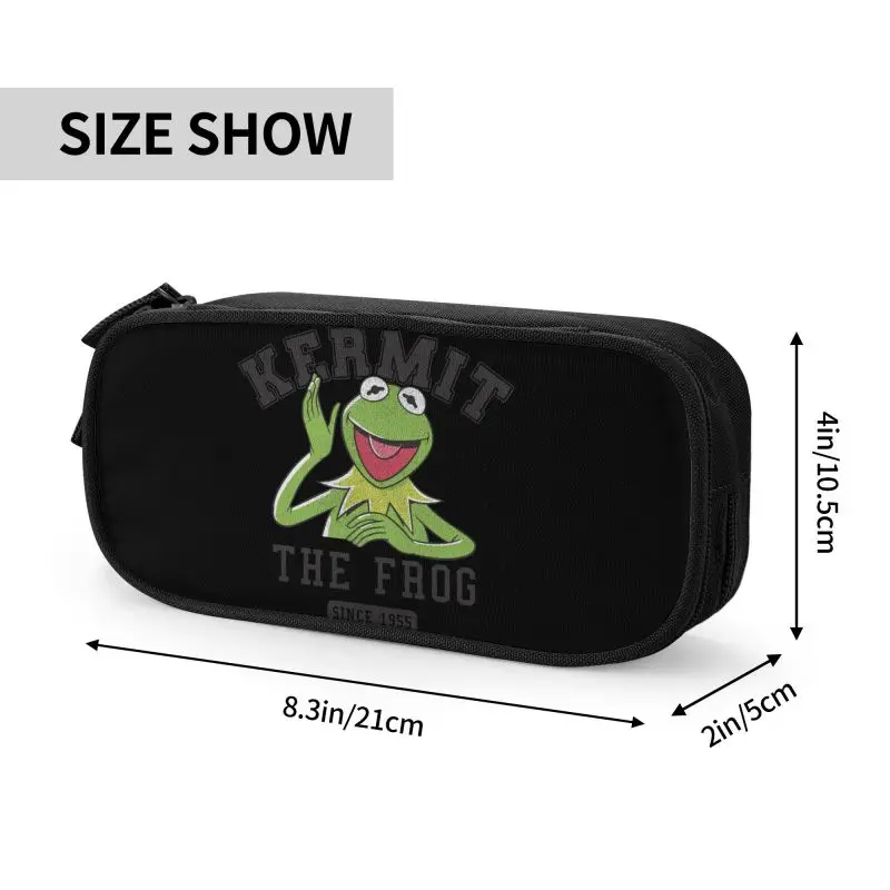 Custom Muppets Kermit 1955 astucci collegiali per ragazze ragazzi grande capacità Anime Cartoon Pen Box Bag materiale scolastico