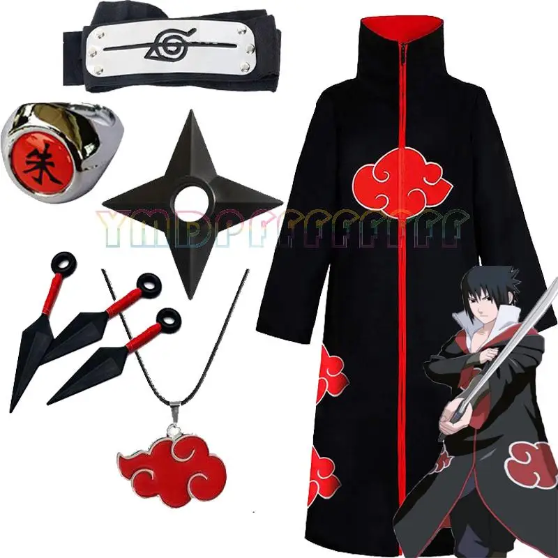 Halloween-Kostüm, Cosplay-Kostüm, roter Wolkenumhang, Karneval, Stehkragen, Ring, Stirnschutz, vier Ecken, kleines Bitterrot