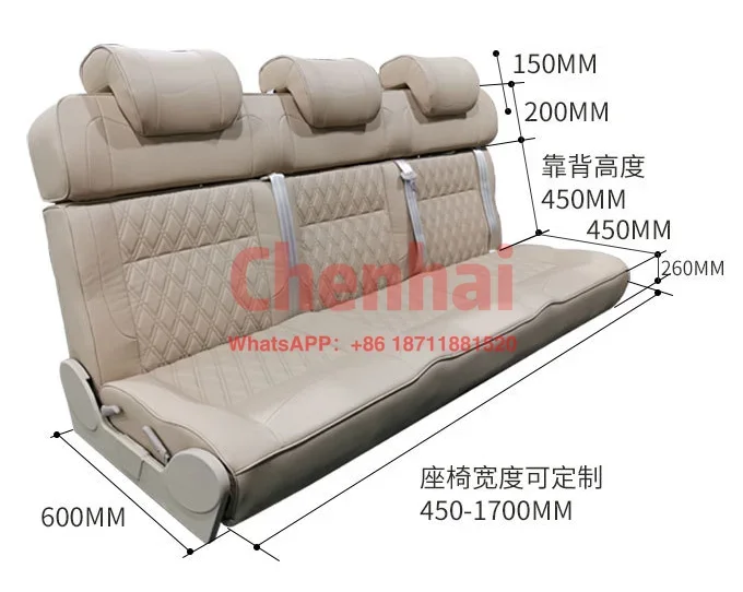 Customizedrv seat top quality luxury car modification seat rv camper folding triple seat bed 1150mm