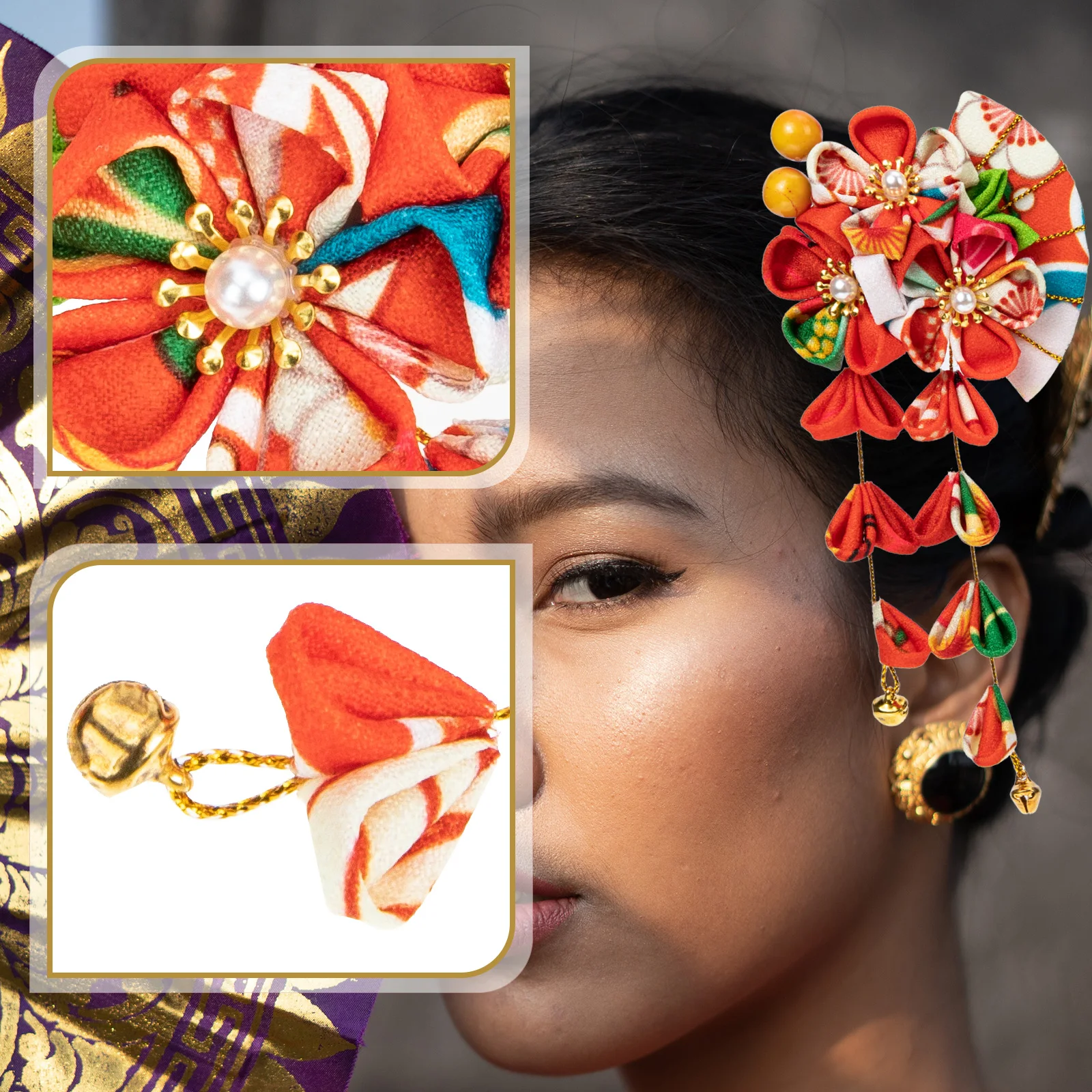 

2pcs Japanese Style Fringe Hair Accessories Fan Bobby Pins Light Portable Women Flower Hair Clips Wedding Party Gifts
