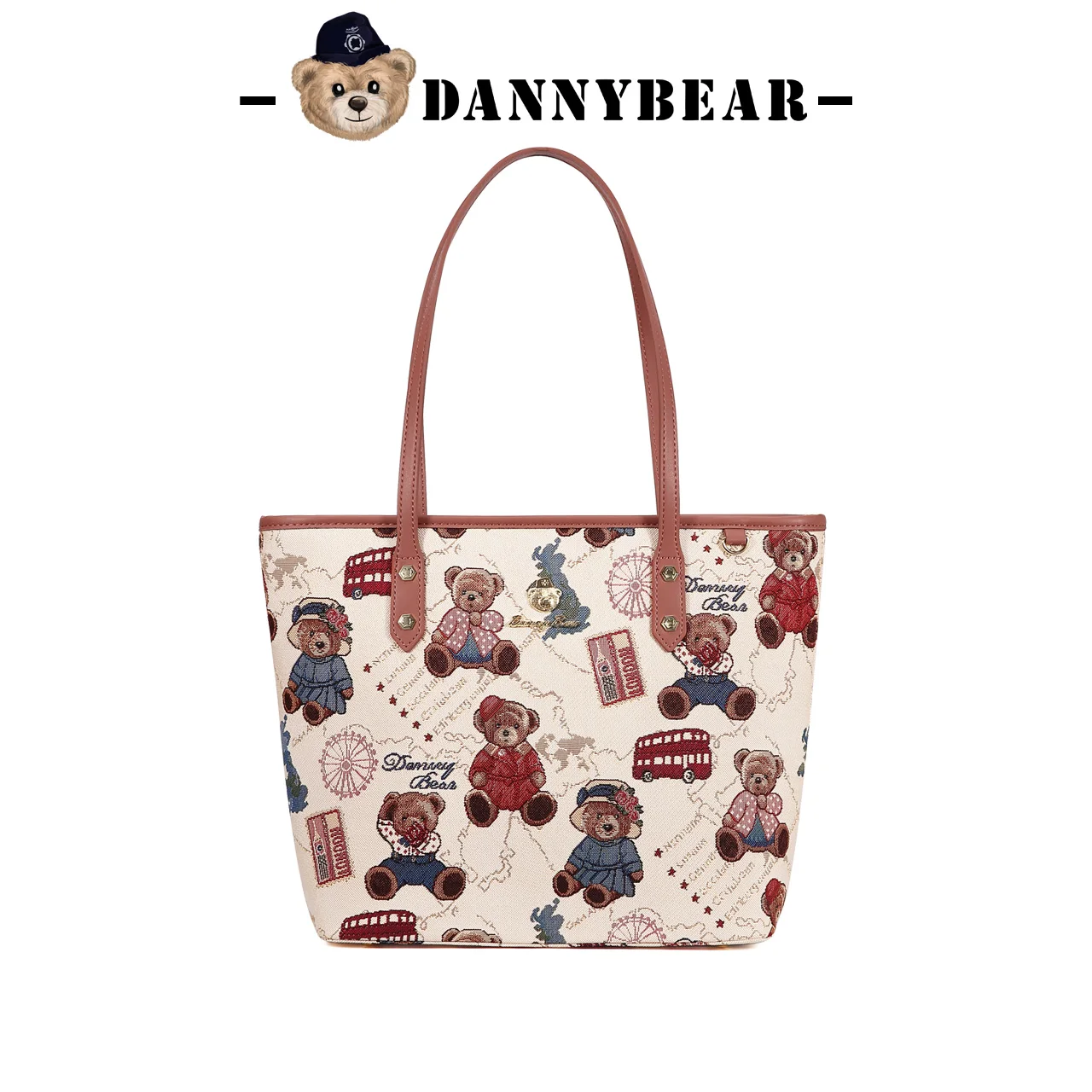 

Cute Cartoon Bear Print Tote Bag, Large Capacity Shoulder & Top Handle Bag, Women's Daily Casual Trendy Shopping Bag