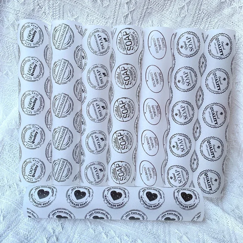 Vintage Logo 80% Transparent Wrapping Paper for Gift Handmade Soap Wrapping Paper Customzied Logo 100 Sheets
