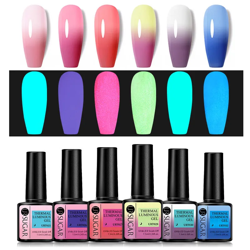 UR SUGAR Luminous Nail Gel Polish Summer Glow in dark Noctilucence Thermal Gel Neon Color Semi-permanent Varnish Nail Art Design