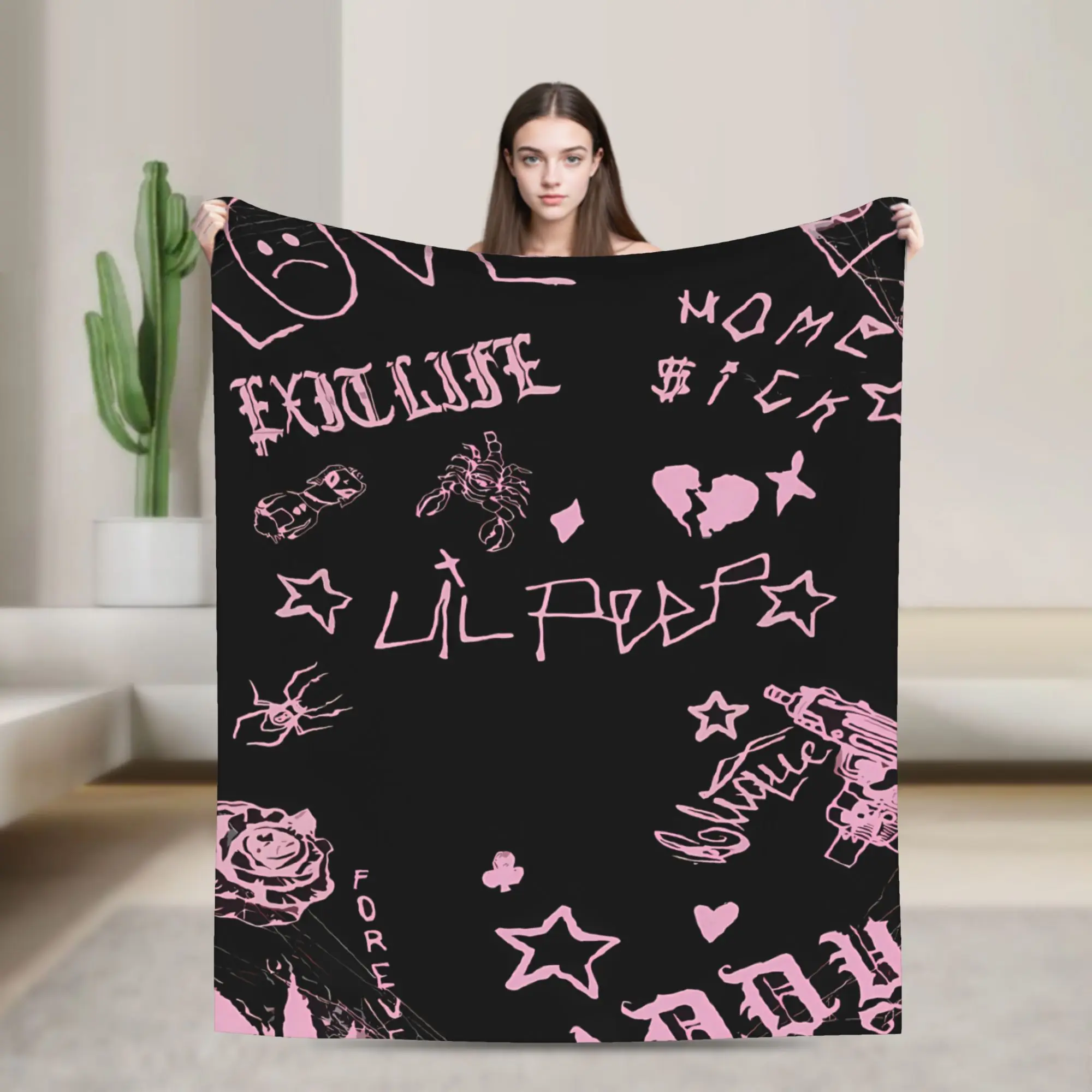 Lil Peep Love Warm Blanket  Airplane Travel Plush Throw Blanket Pattern Home Decor Flannel Bedspread Sofa Bed Cover