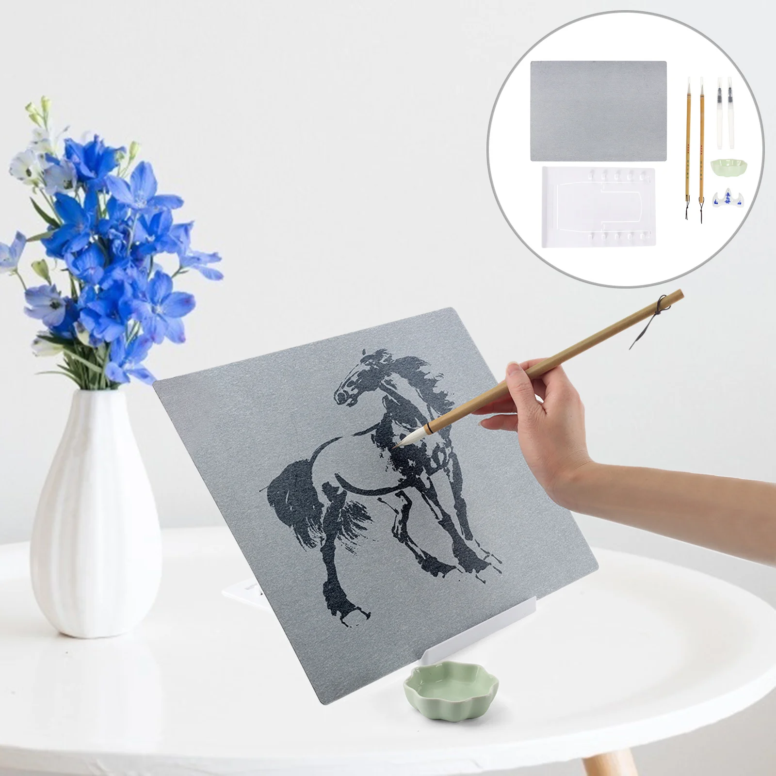 1 セットアーティストボード水彩画セット耐久性のある PP 描画ボード折りたたみスタンドブラシホルダー再利用可能なツール