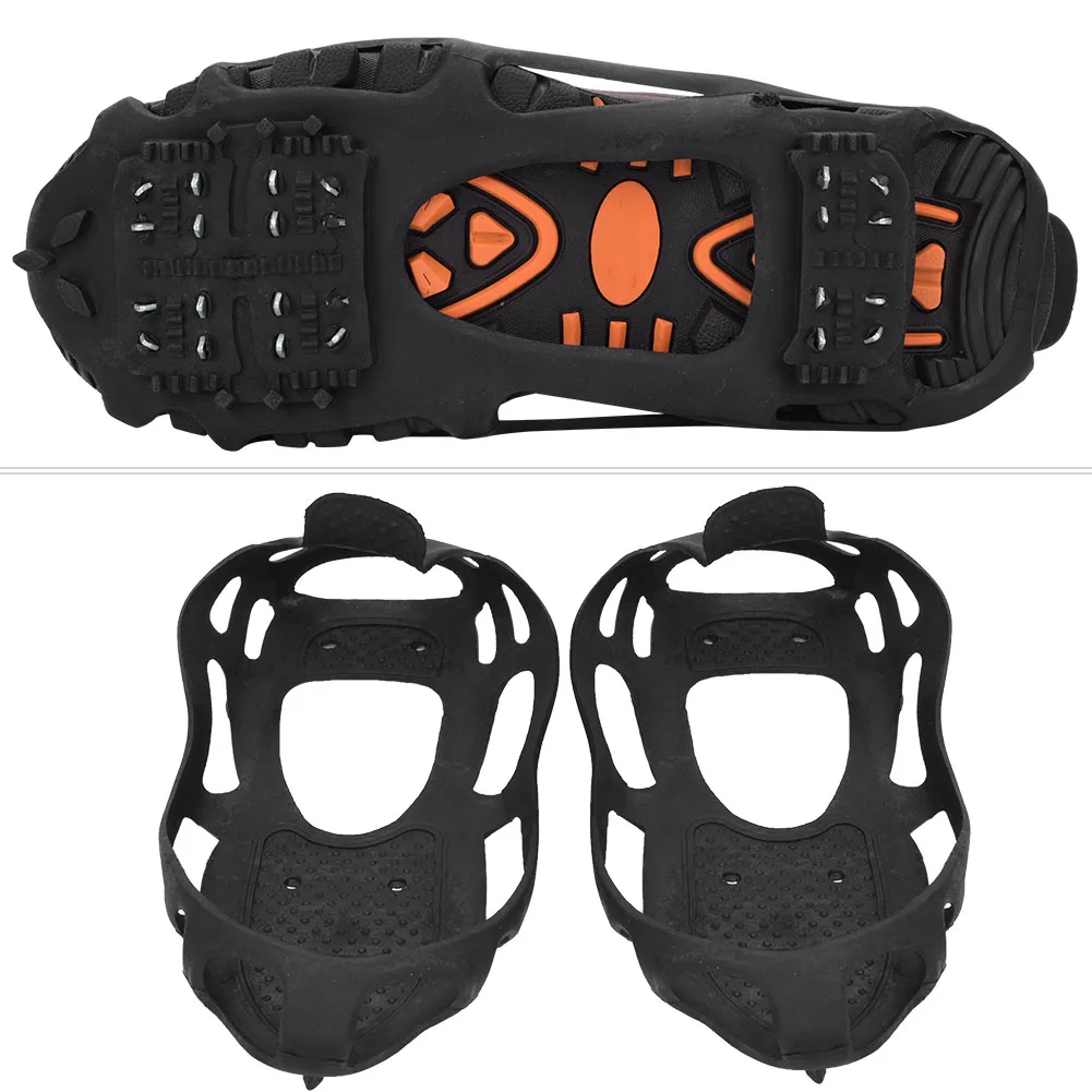 Paku Anti Selip TPE 24 Gigi, Alat Anti Selip untuk Sepatu, Paku Crampon untuk Salju, Tanah, Hiking, dan Panjat Tebing