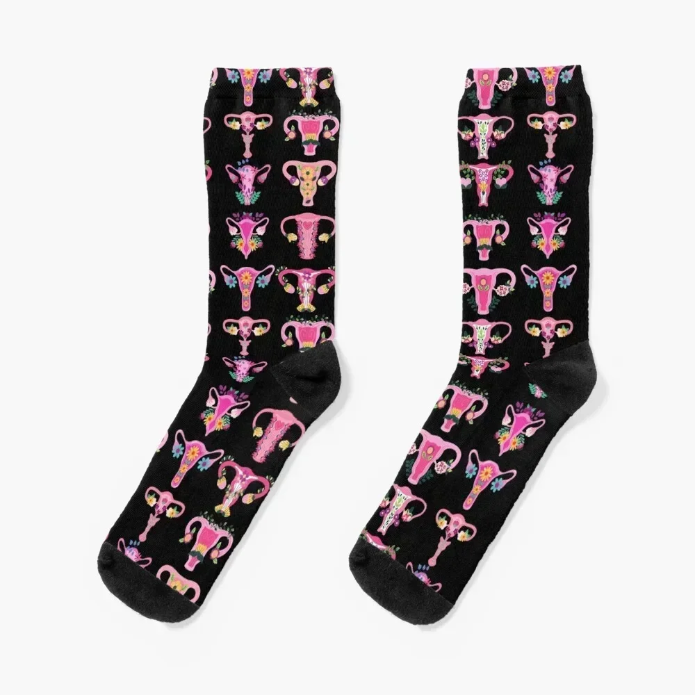 Feminist Uterus Pattern Socks christmas gifts essential hockey hiking Socks For Women Men's