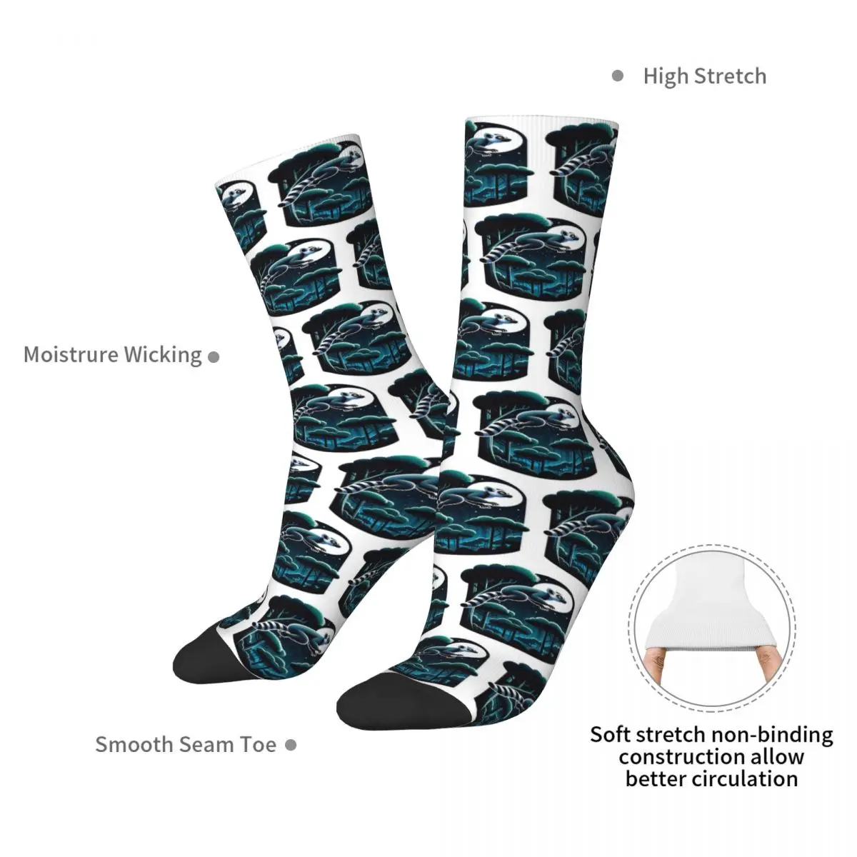 The Flying Lemur Glide Through The Night Sky Between Trees Socks Harajuku Stockings All Season Long Socks for Unisex Present