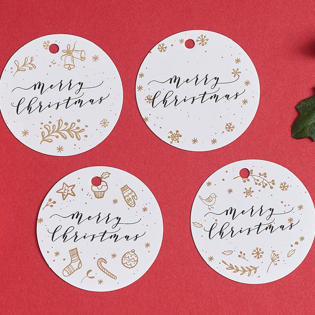 400 قطعة من علامات تزيين الخبز ملصقات هدايا عيد الميلاد مع فتحة تعليق للحلوى والكوكيز وكعكة الشوكولاتة وحفلات عيد الميلاد
