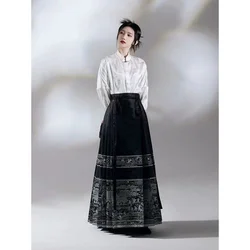 Horse Face Skirt Hanfu Original Chinese Style Women's Traditional Dress Modern Shirt Embroidered Skirt Set Daily Dance Costume