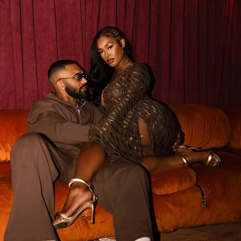 شقيقة ستار فستان موضة مثير موجة نمط الخامس الرقبة متوهج كم طويل عارية الذراعين الورك ملهى ليلي فستان حفلة عيد ميلاد الزي Vestidos