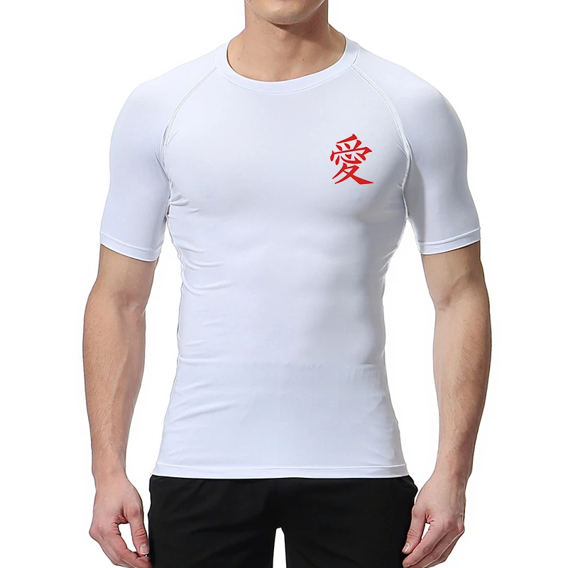 Camicia di compressione atletica ad asciugatura rapida con grafica elegante per uomo, allenamento in palestra, magliette da corsa, top, canottiera, basi, abbigliamento sportivo