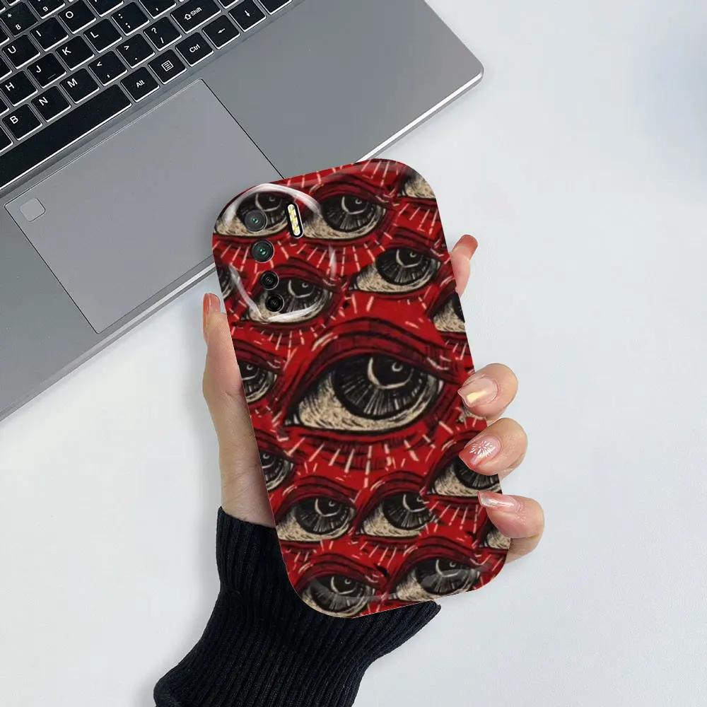 Spooky Scary Black Red Eye 3D Wave Phone Case For OPPO A98 A94 A93 A92 A79 A78 A76 A74 A60 A58 A57 A55 A54 A53 A38 A31 5G Cover