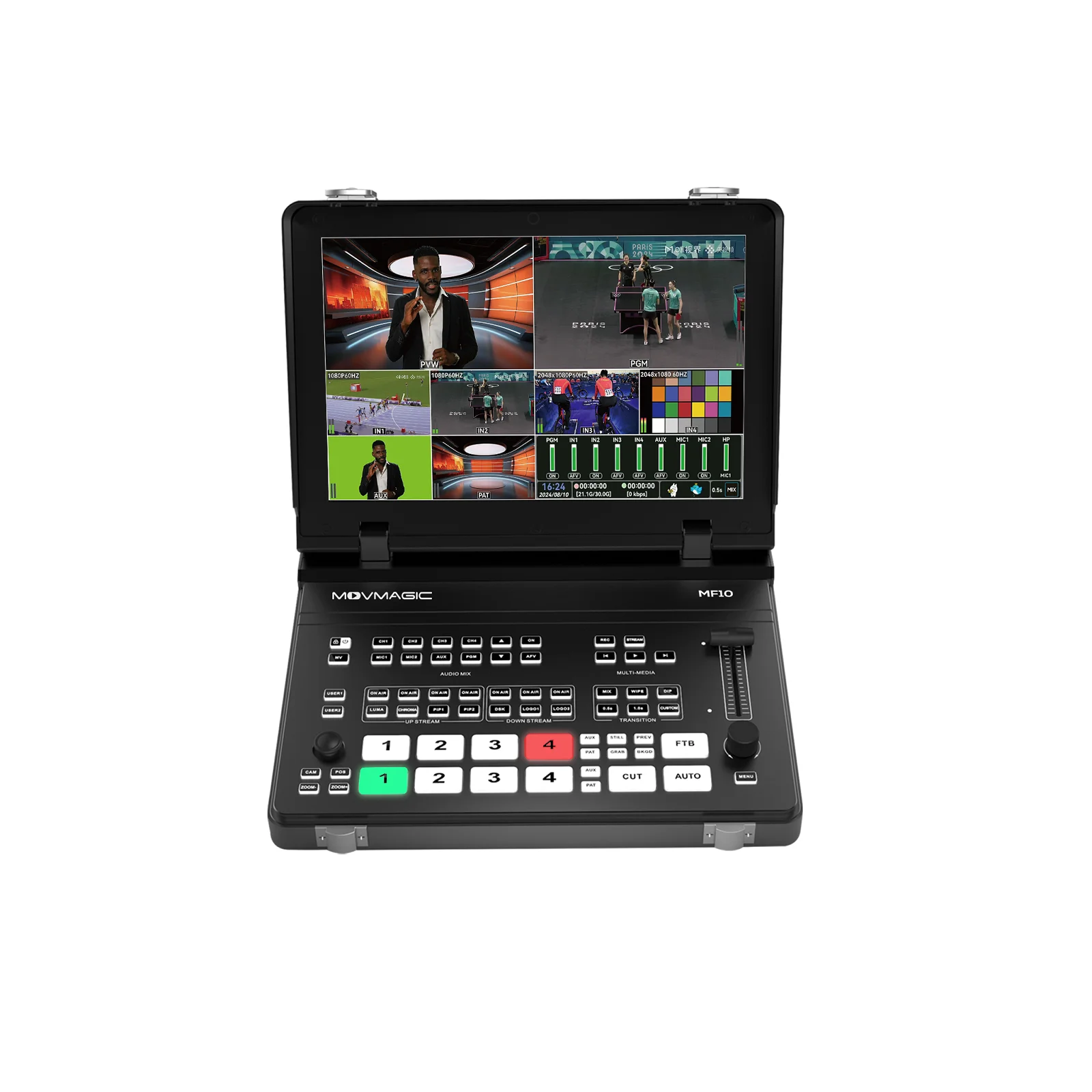 

2025 Newest Movmagic 5 CH SDI HD NDI Video Switcher 10.1 Inch Screen Video Mixer With 8 Layer Ability And 2 4K60Hz Input