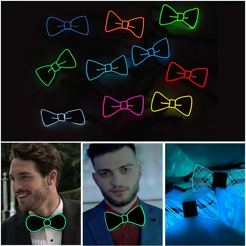 Newest LED Luminous Bow Tie For Man Christmas Wedding Light Bow Tie Festival Party Supplies Fluorescent Party Props