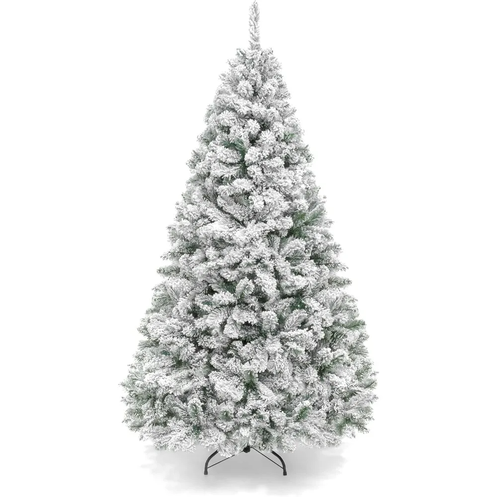 Artificial Christmas Tree, 12ft Unlit Snow Flocked Design Pine Tree, Full Appearance Snowy W/Easy Assembly, Metal Stand