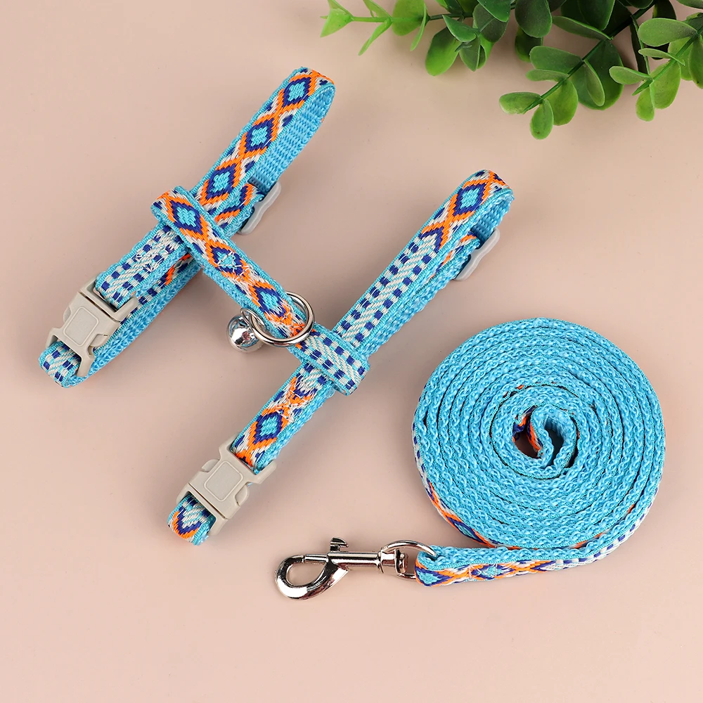 Nylon Cat Harness and Leash Set Kitten Walking Vest  Cat Collar With Bell Adjustable Puppy Halter Small Dogs Rabbit Harness Belt