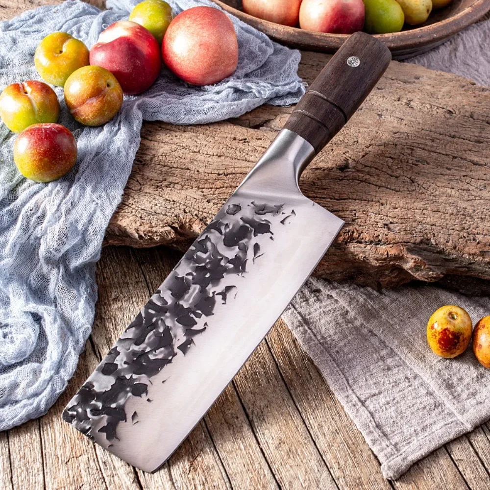 Small Cleaver Kitchen Cooking Knife Forged Stainless Steel Kitchen Slicing Knives Sharp Blade Wood Handle Cooking Knives