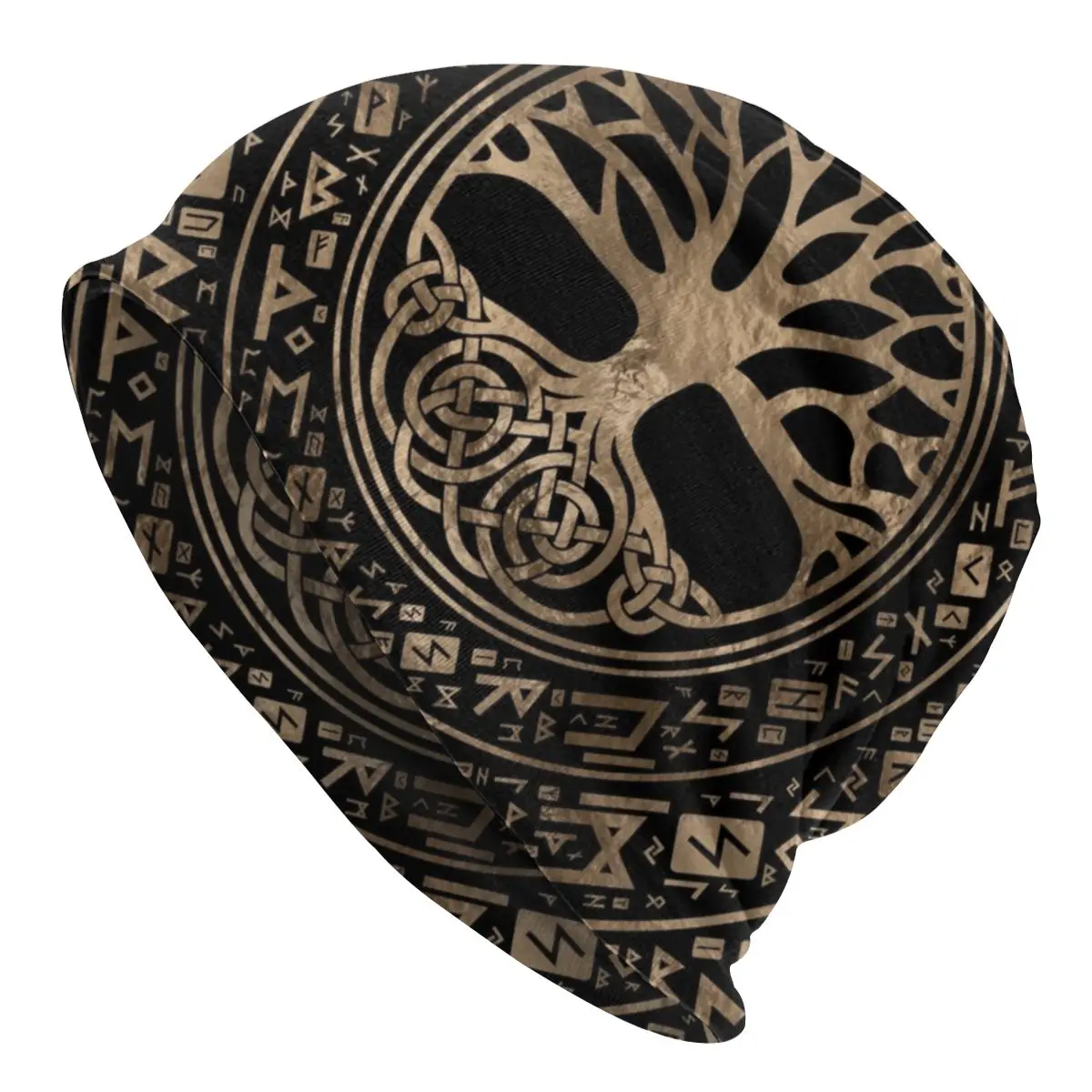 Tree Of Life Yggdrasil Runic Pattern Beanie Bonnet Knitting Hats Hip Hop Unisex Viking Norse Symbol Winter Skullies Beanies Cap