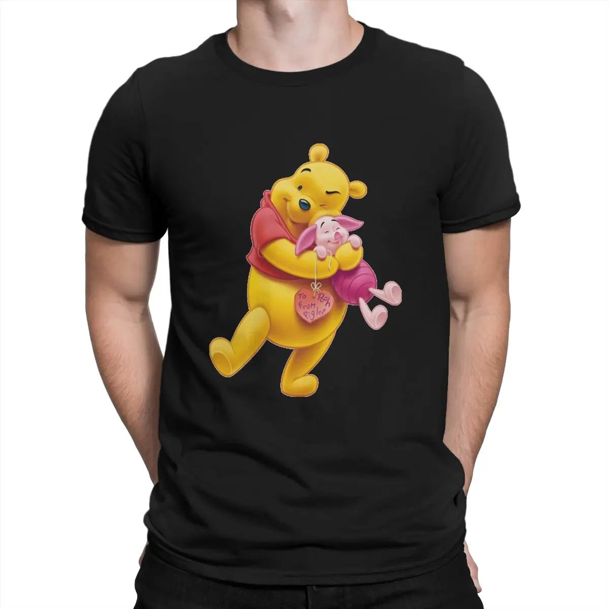 Anuncios and Piglet T Shirts Men's  Pure Cotton Amazing T-Shirts Round Neck Disney Winnie The Pooh Tee Shirt Short Sleeve