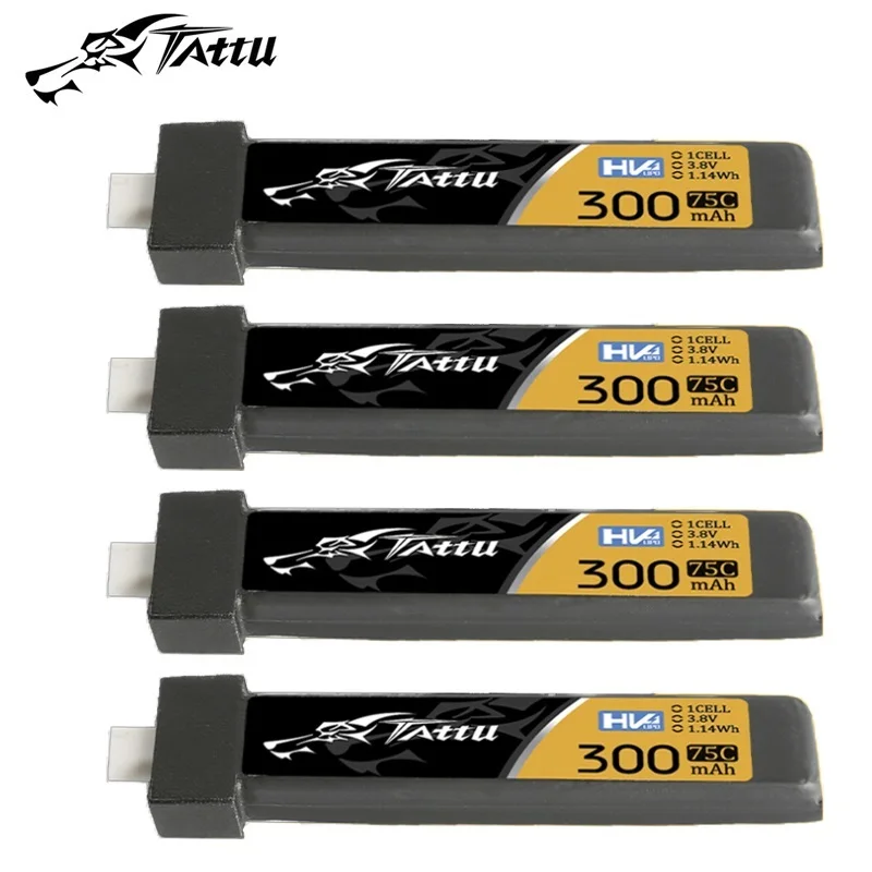 TATTU 300mAh 75C 3.8V Lipo Battery For RC Helicopter Quadcopter FPV Racing Drone Parts With BT2.0 Plug 1S Drones BATTERY