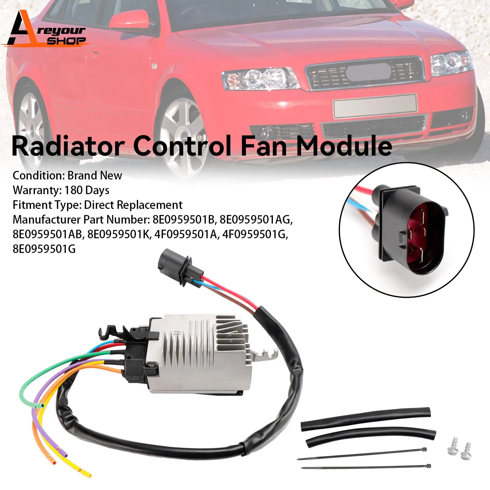 

Areyourshop Radiator Fan Control Unit Module 8E0959501AB fit for Audi A4 8E2 8E5 B6 8E0959501AG Car Auto Parts