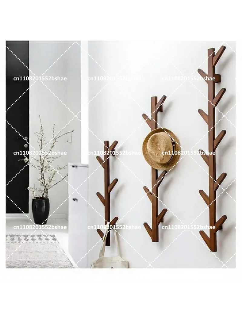 Creative Bamboo Wood Wall Hanger with 6/8/10 Hooks for Living Room Bedroom Decoration and Storage Shelf