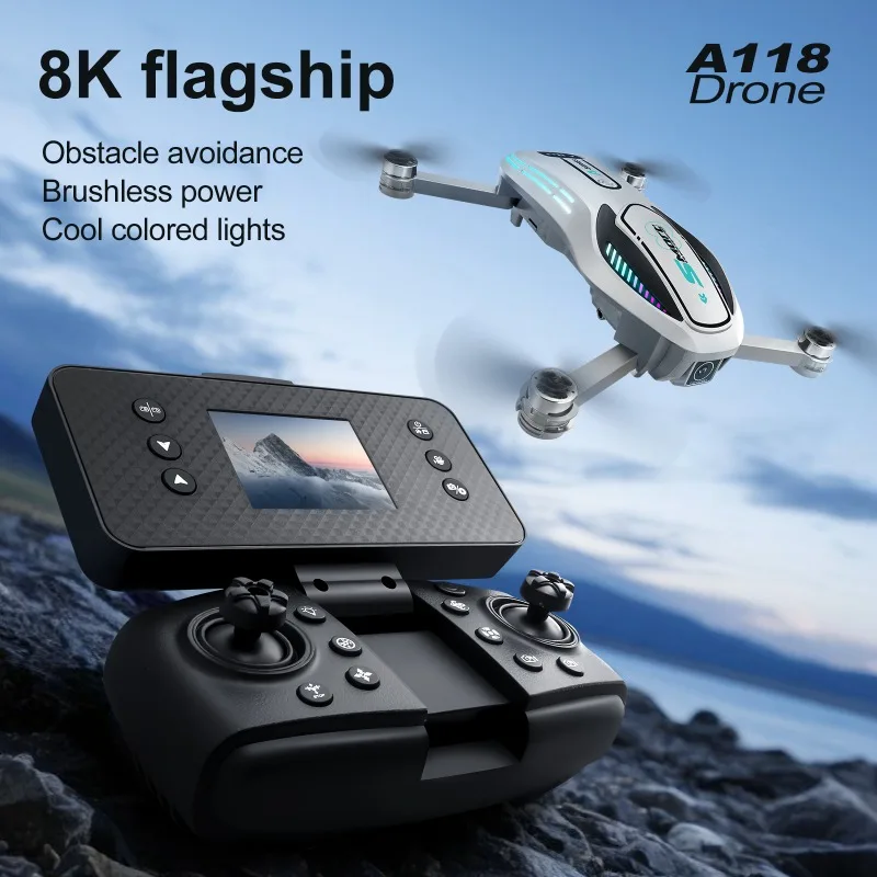 A118 Drone 8K Doppia Fotocamera HD Schermo di controllo Remoto Fotografia Aerea Professionale Evitamento Ostacoli Quadcopter RC Dron Giocattoli