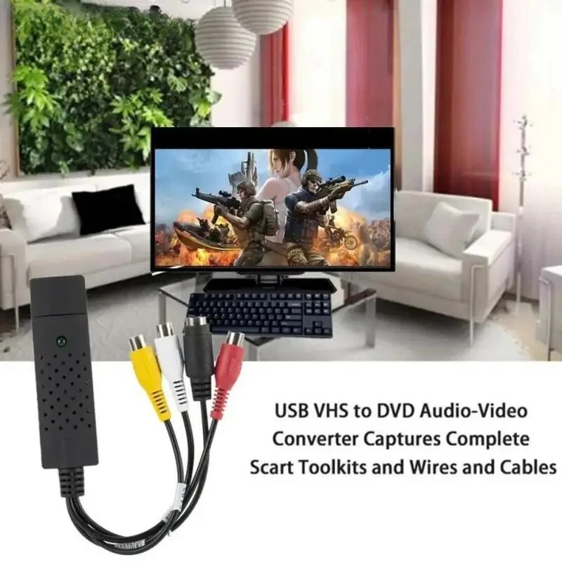 USB 2.0 Video Audio Converter Capture Card Easy Cap TV DVD VHS to Computer Adapter for DVR Digital Recording