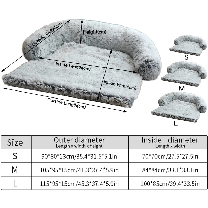 Lettino per cani calmante Divano letto Soffice tappetino per cani in peluche per protezione per mobili Copertura lavabile rimovibile per cani di