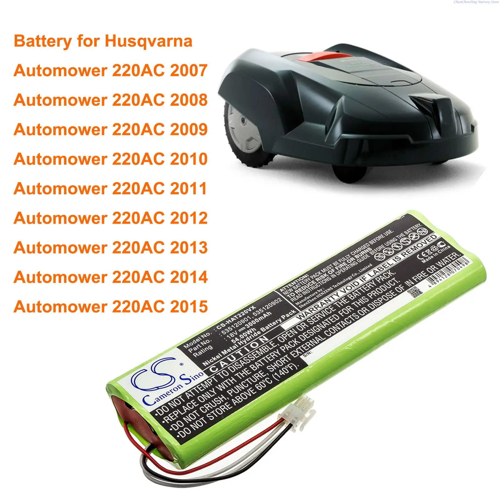 

Cameron Sino 3000mAh Battery for Husqvarna Automower 220AC, 220AC 2007/2008/2009/2010/2011/2012/2013/2014/2015