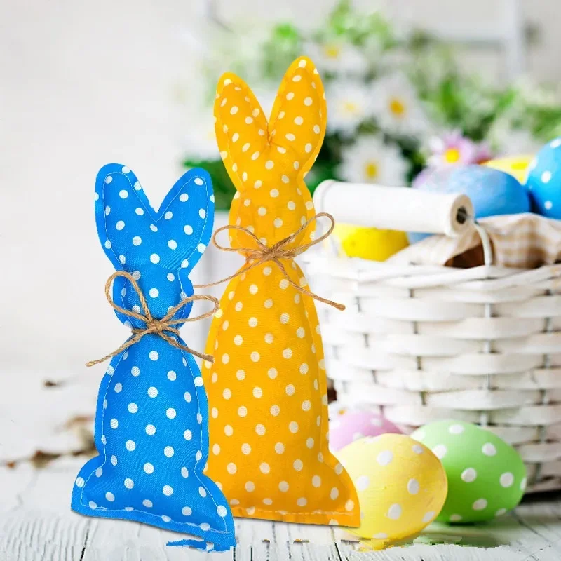 Colorful Cloth Rabbit Home Table Ornaments Bunny Easter Party DIY 2025 Happy Easter Day Handmade Rabbit Gifts For Kids