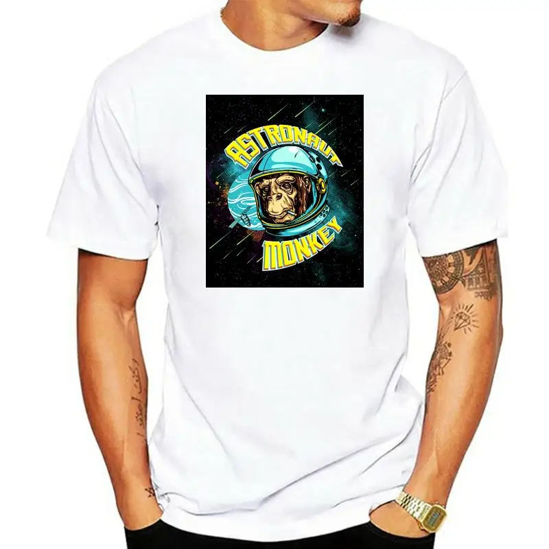 Astronaut Monkey Mens Fun T-Shirt-Area 51 Ufo Ape Monkey Space Papayana Summer Style Casual Wear Tee Shirt