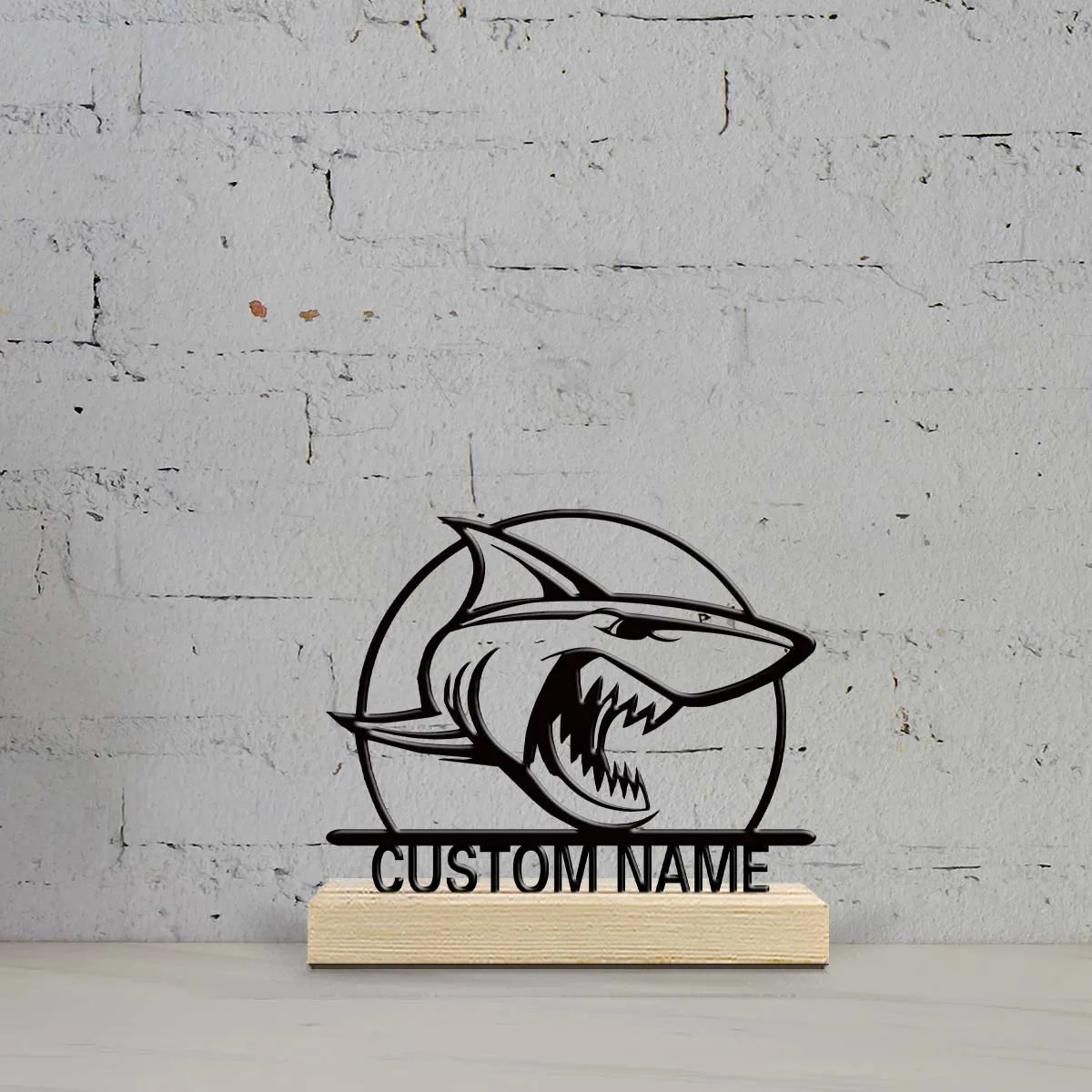 1pc Customized Minimalist Metal Ornaments Customizable Name Equipped with Wooden Base Room Decorations, Bar Counter Decorations
