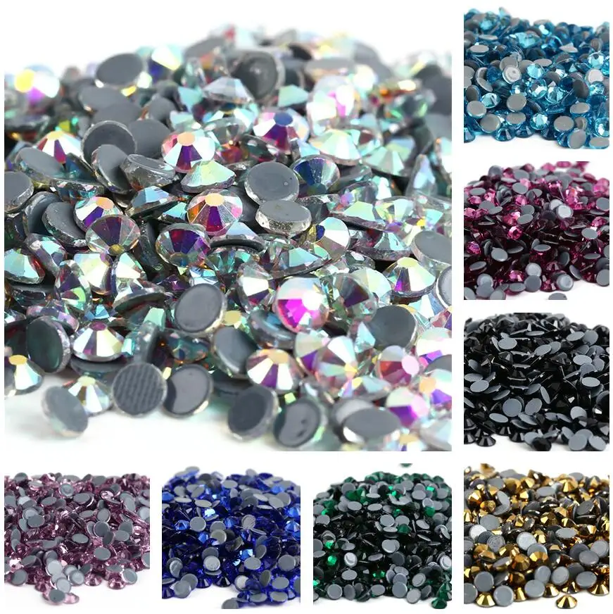 All Sizes 40Colors Crystal AB Hotfix Rhinestones,Glass Strass Hotfix Iron On Rhinestones For Nail Art Sewing & Fabric Decoretion