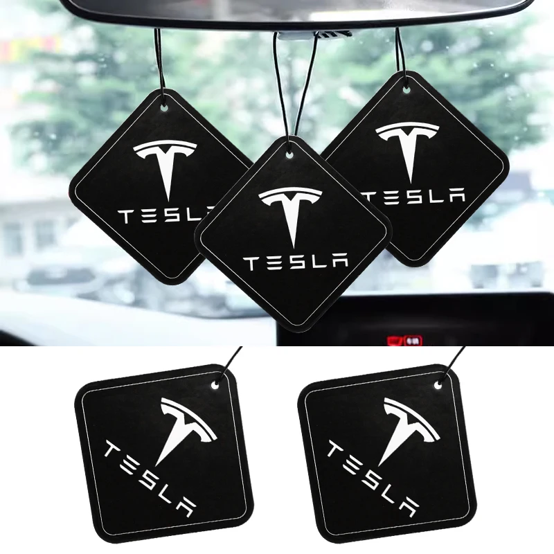 For Tesla Model 3 Model Y Model S Model X Car Logo badge Air Freshener Auto Interior Rearview Mirror Pendant Emblem Accessories