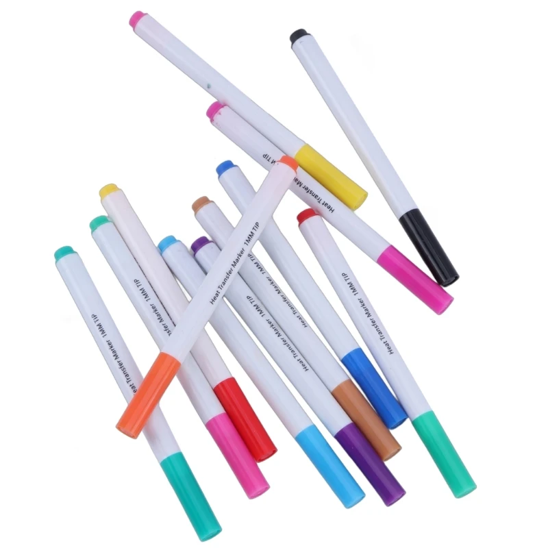 12 Farben 0,5 mm/1 mm/2,0 mm Sublimations-Markierungsstift, Wärmeübertragungsmarker zum Zeichnen, Malen,