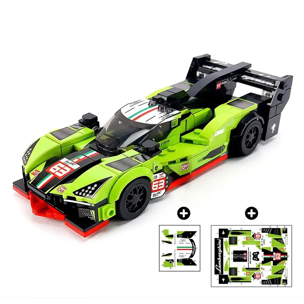 

332PCS With stickers MOC Speed Champions SC63 WEC and IMSA Racing Building Blocks City Sports Car Model Toy Brick New Year Gift