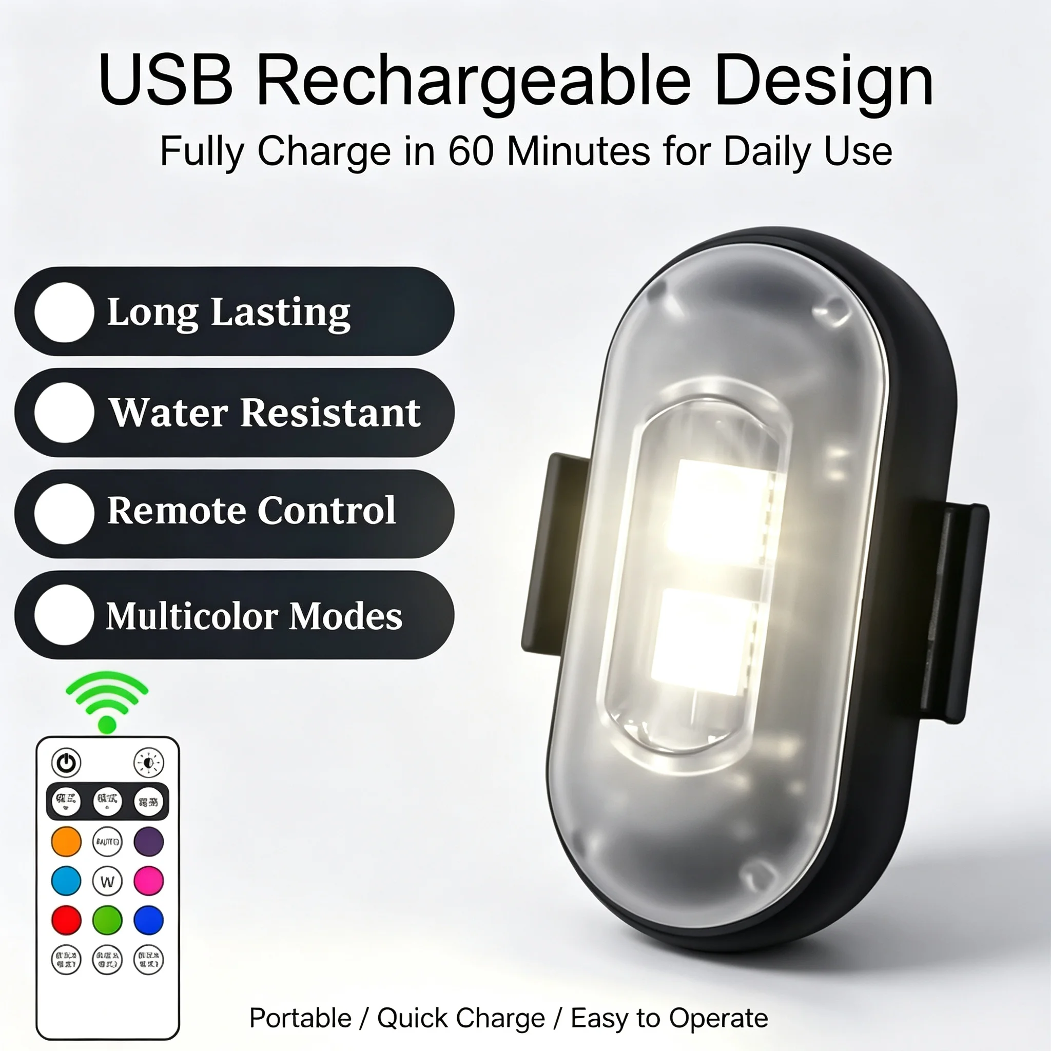 Multifunctional Remote Control Car LED Warning Light, 4/10PCS Wireless Rechargeable Decor Atmosphere Lamp