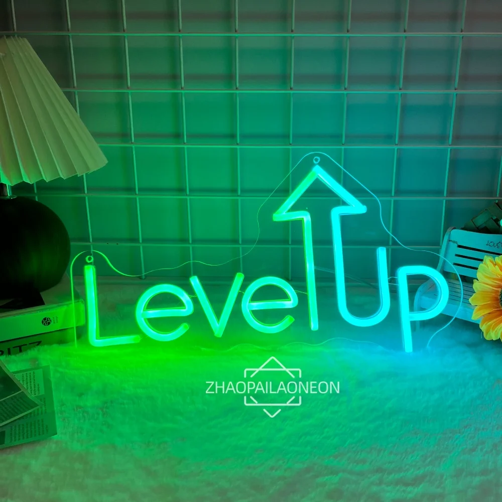 

Level Up Neon Sign Illuminated Sign Company Home School Gaming Room Decor Led Neon Light Wall Decor USB Sign Lighting