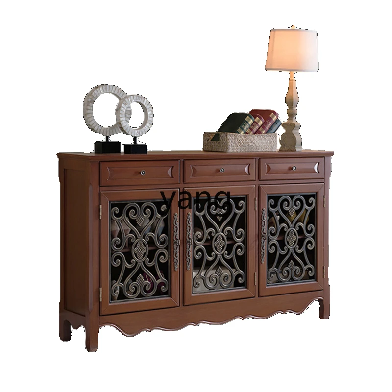 

Yhl Living Room Vintage Curio Cabinet Storage Side Cabinet Foyer Hallway Solid Wood Entrance Cabinet