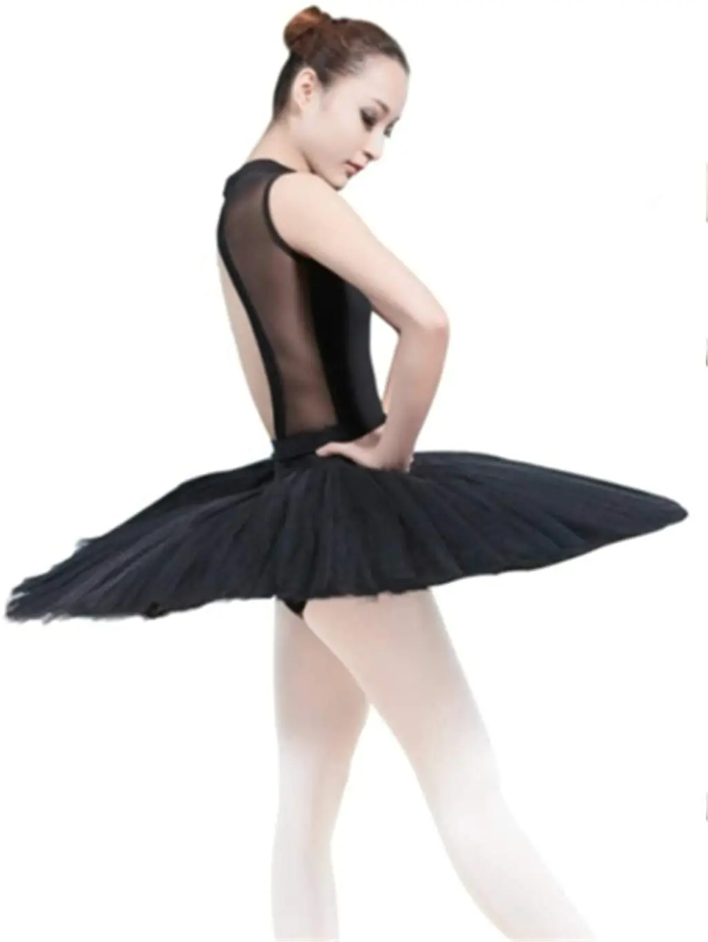 WENDYWU Women Professional Swan Ballet Tutu Skirt Hard Organdy Platter Performance Leotard Skirt