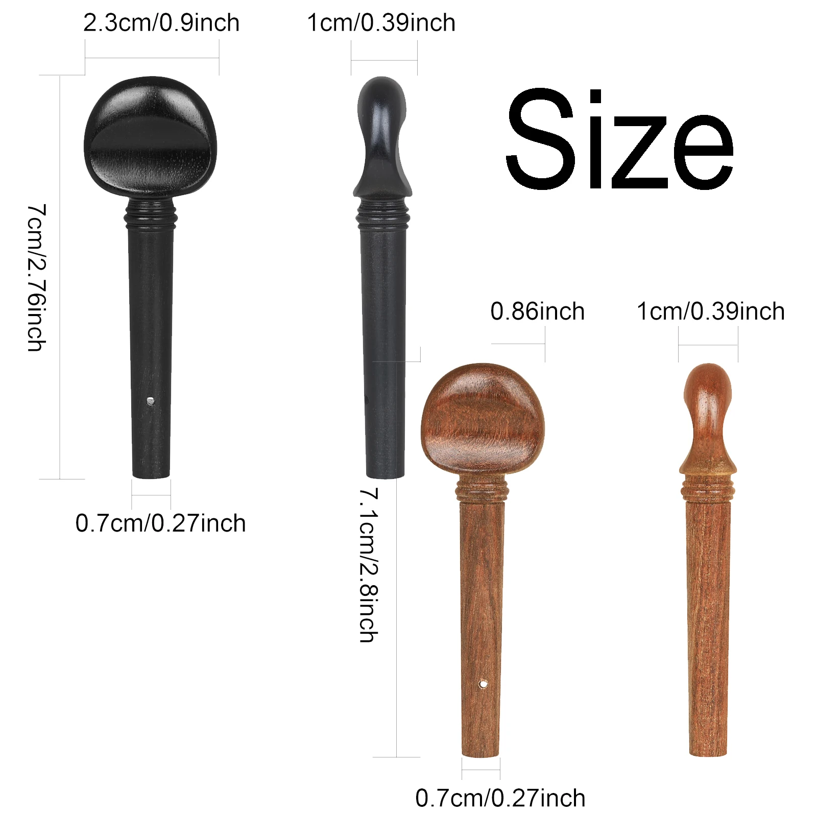 4 Pcs Violin Tuning Pegs Tuners Premium Ebony/Solid Wood String Instrument Accessories for 4/4 Fiddle High Quality Violin Part