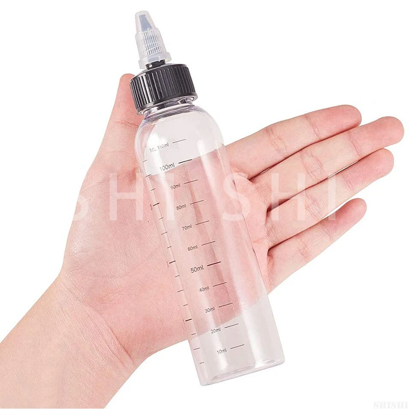 10 pcs Clear Plastic Dropper Bottle with Graduated Containers for Liquids, Oils,Tattoo Pigment Ink 30ml 60ml 100ml 120ml 250ml