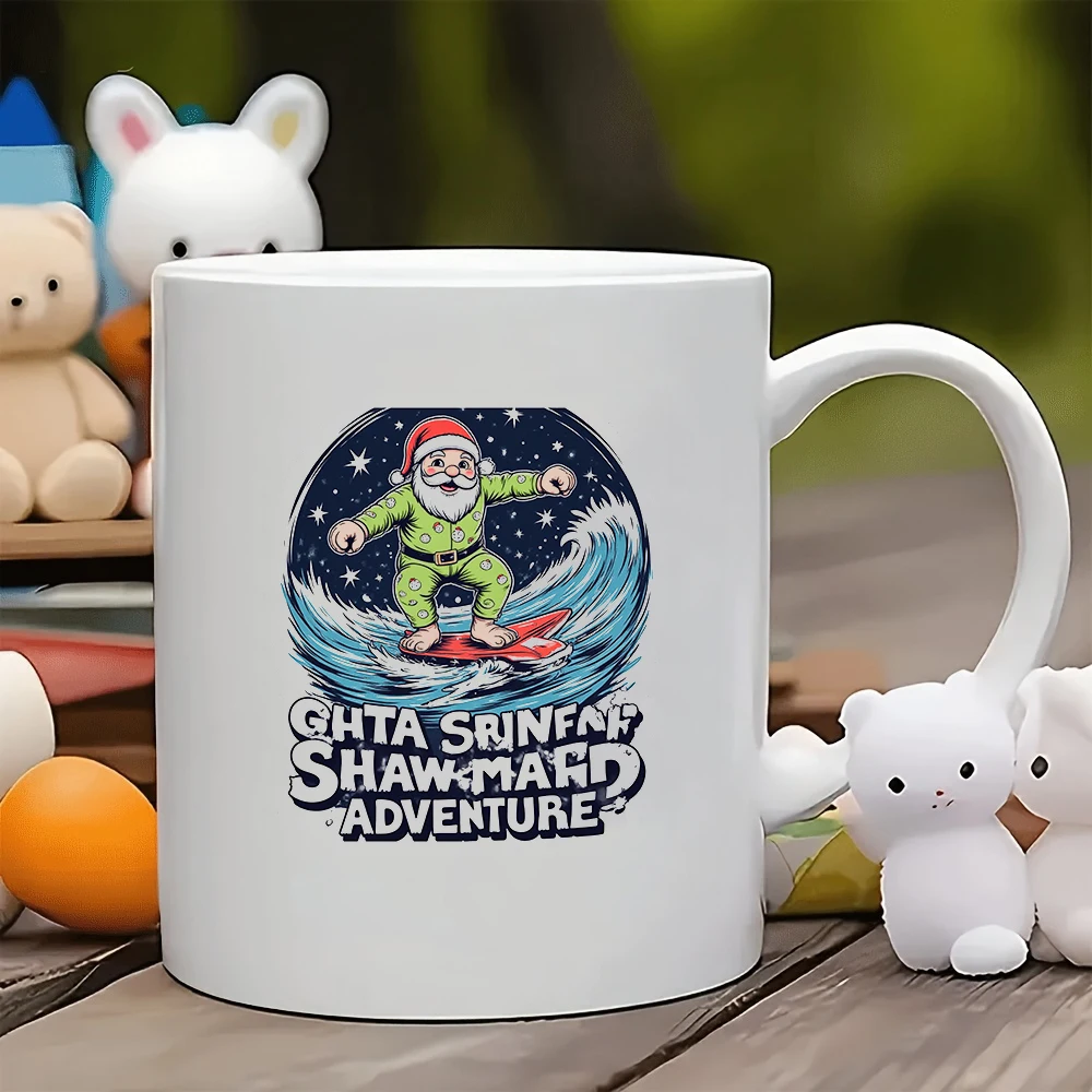 

Santa Claus Surfboard Mug 11OZ Cartoon Santa Claus Kids Cup Family Office Creative Coffee Cup Bestselling Christmas Gift